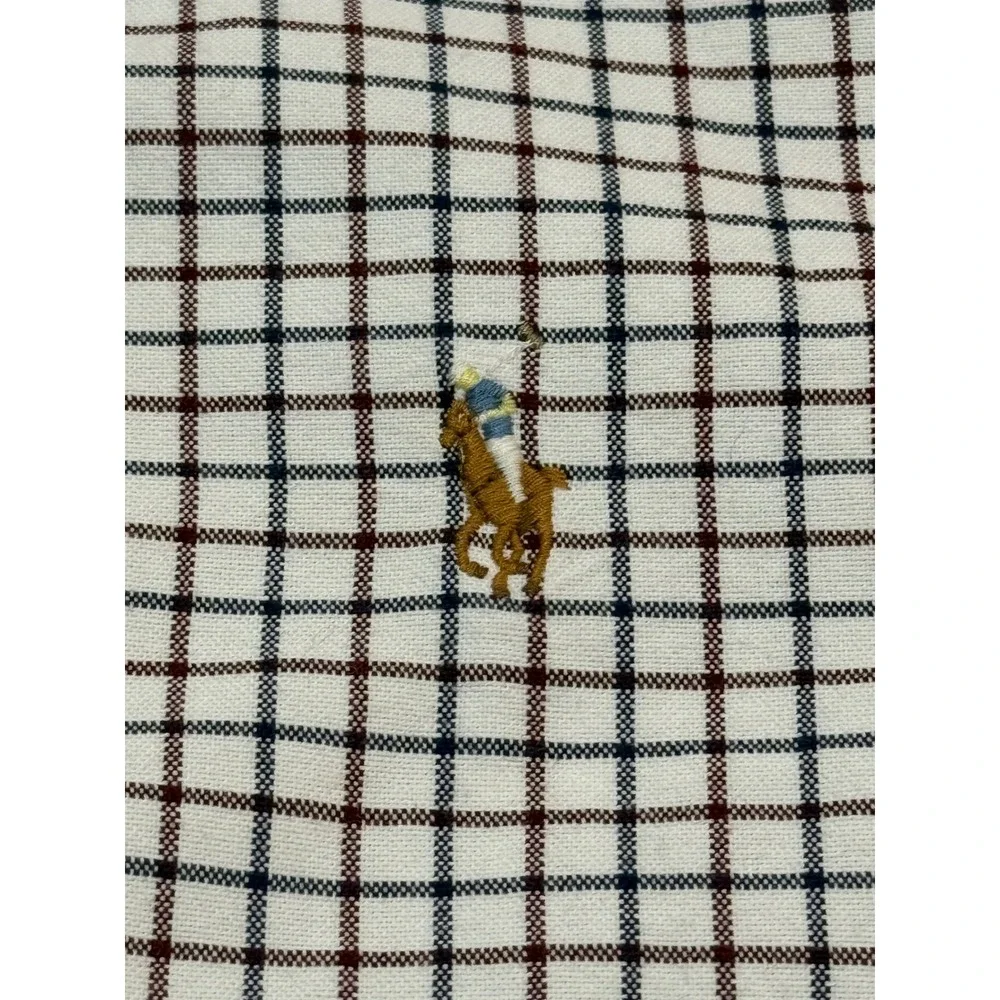 Polo Ralph Lauren Mens 2XLT Classic Fit Plaid Button Down Shirt Tall White Blue
